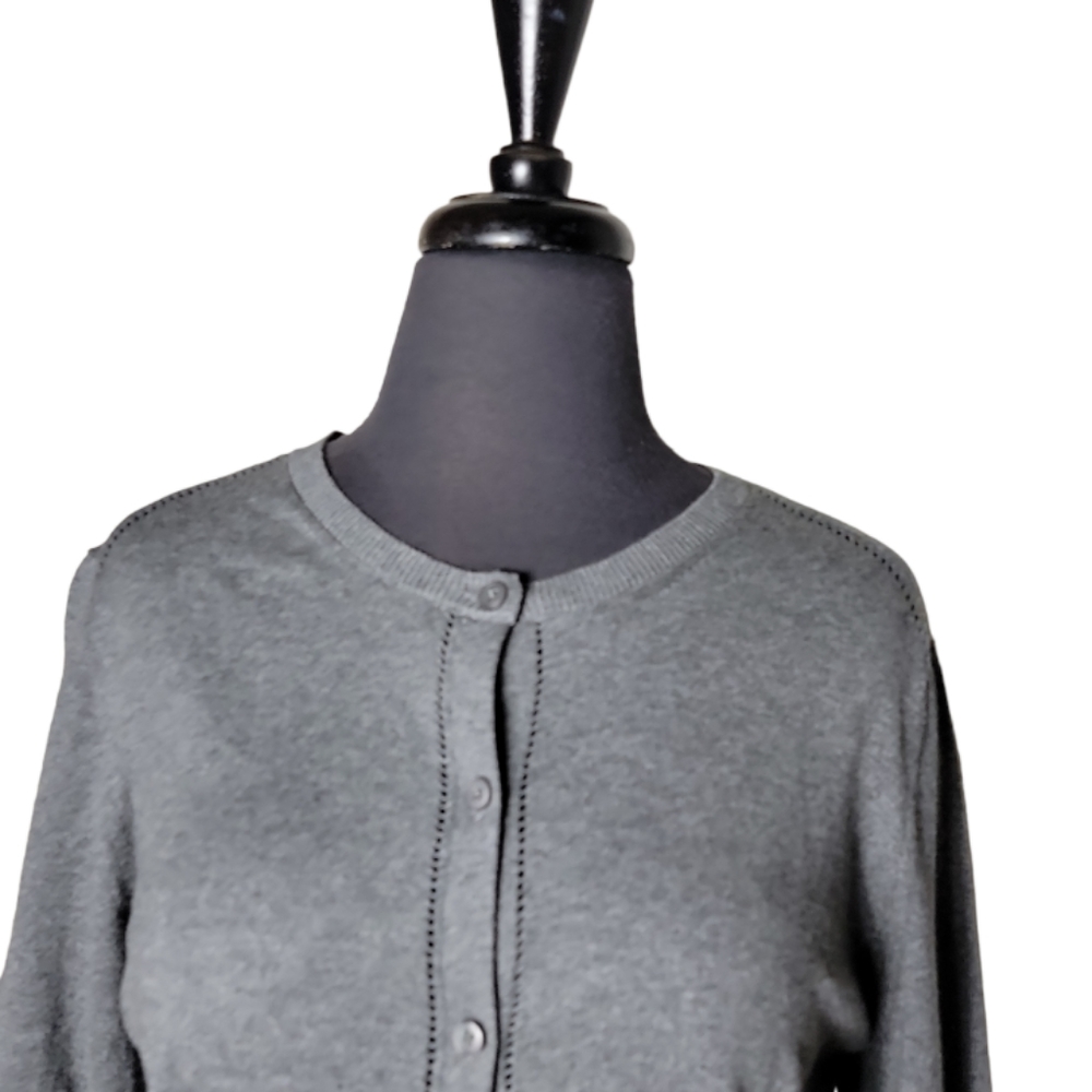 Gap Button Down Crew Neck Gray Cardigan Size Medi… - image 3